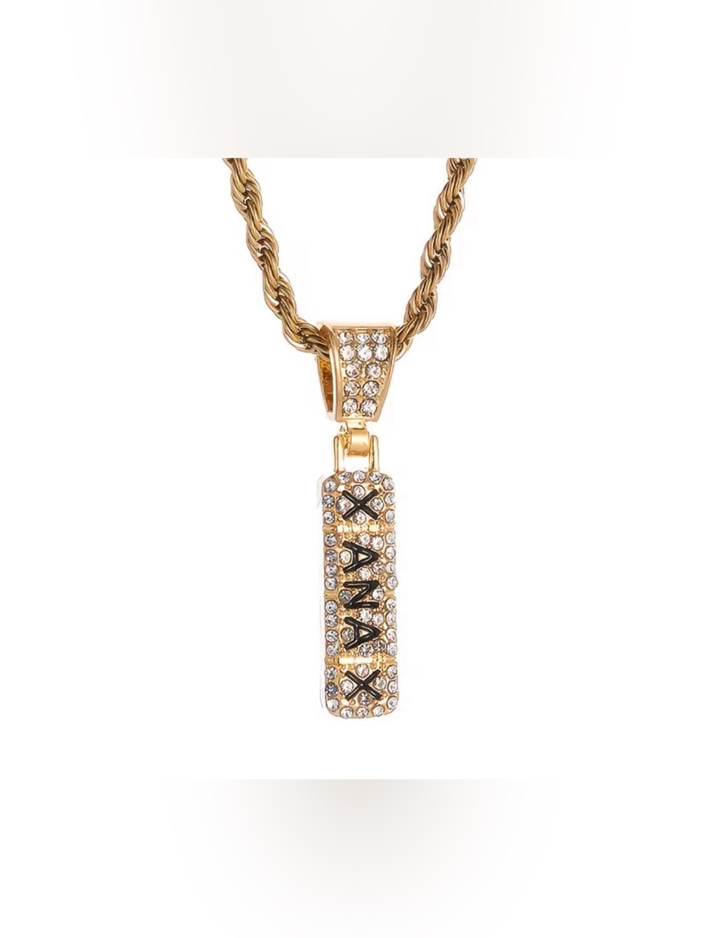 Gold Crystal Bar Pendant Necklace - XAN